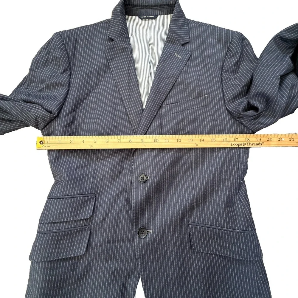BANANA REPUBLIC 40S Tailored Fit Navy PinStriped Wool Sport Coat Suit Blazer